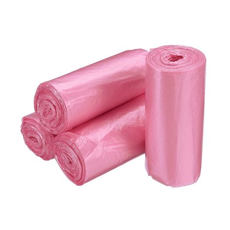 Uxcell 0.5 Gallon Small Trash Bags Garbage Bags PE Plastic Pink 6 Rolls ...