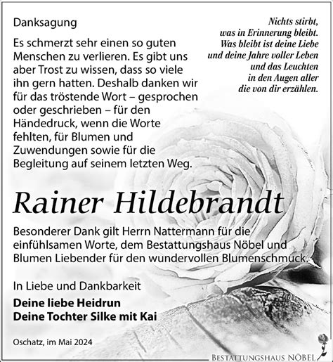 Traueranzeigen Von Rainer Hildebrandt Trauer Anzeigen De