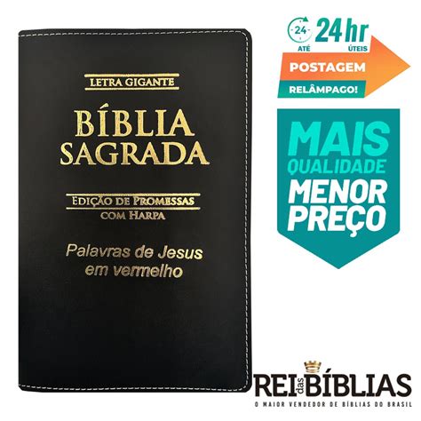 Biblia Sagrada Letra Gigante Luxo Popular Preta Harpa Rc