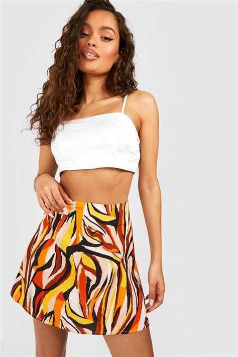 Zebra Curved Hem Mini Skirt Boohoo Uk