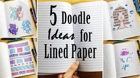 5 Doodle Ideas for Lined Paper: Drawing in Notebooks - YouTube