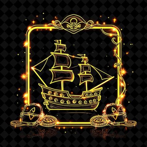 Premium PSD Pirates Treasure Arcane Frame With Pirate Ships And