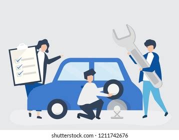 People Exchanging Car Tire Stock Vector Royalty Free 1184762023