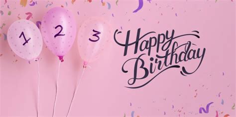 Happy birthday countdown balloons and confetti Free Psd