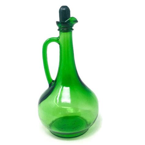 Vintage Green Glass Decanter With Stopper By Wine World 1976 Etsy