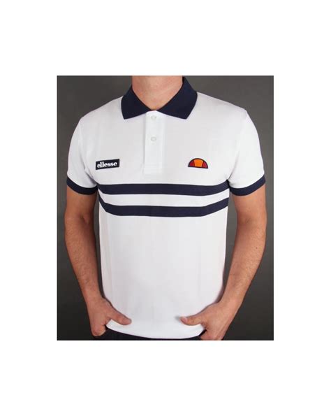 Ellesse Dorio Striped Polo Shirt White Heritage Striped Polo