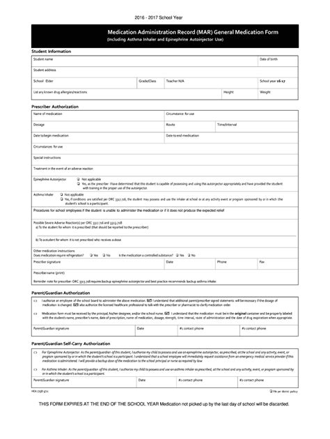 Fillable Online Including Asthma Inhaler And Epinephrine Autoinjector