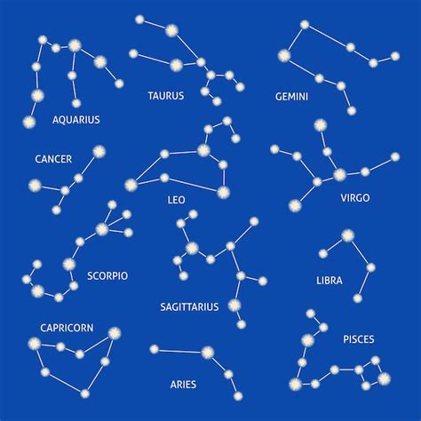 Collection De Symboles De Constellation Du Zodiaque Vecteur Premium