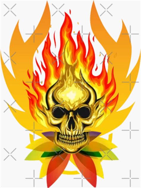 Skull Flame Sticker For Sale By New3World Redbubble