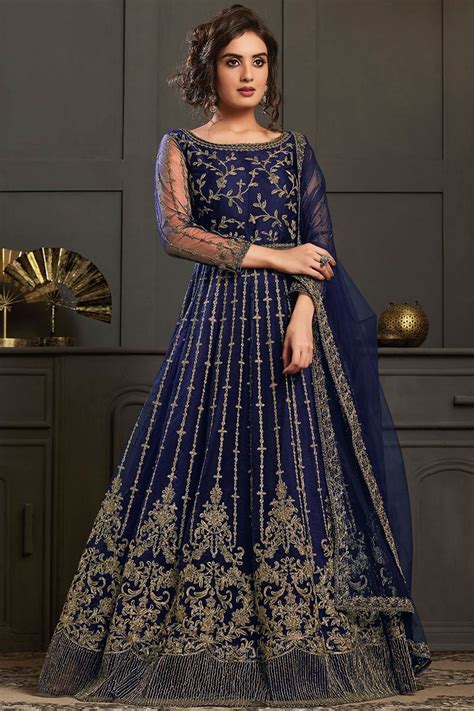 Navy Blue Net Frock Style Eid Anarkali Suit Atelier Yuwa Ciao Jp