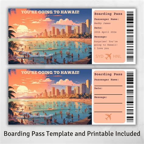 Boarding Pass Hawaii Surprise Trip To Hawaii Surprise Boarding Pass Template You Re Going To