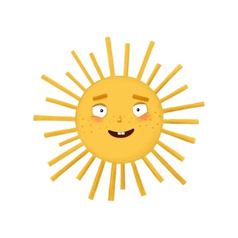 Um Sol De Desenho Animado Um Sorriso Nele Vetor Premium