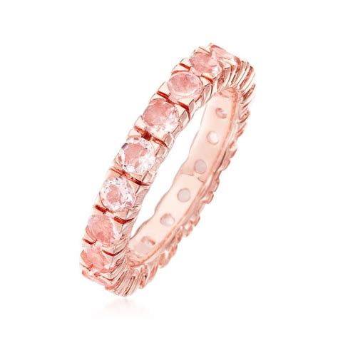 Ct T W Morganite Eternity Band In Kt Rose Gold Over Sterling