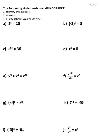 8th Grade Unit 6 Exponents Part 1 Exponent Properties Count