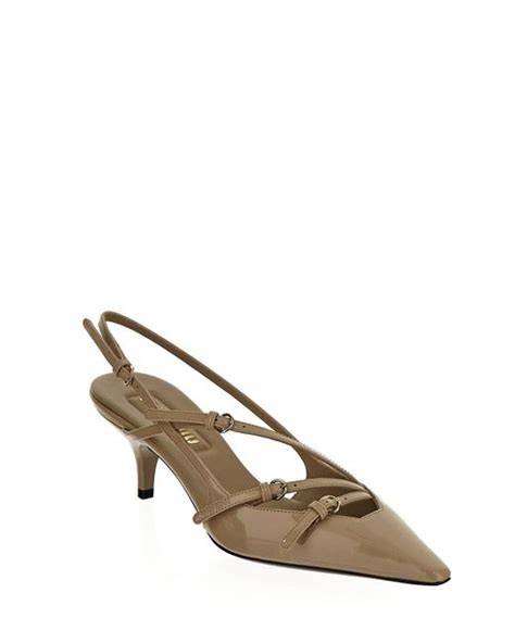 Miu Miu Patent Slingback Pumps In Metallic Lyst