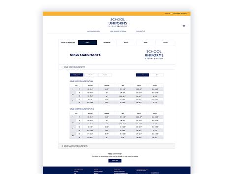 Tommy Hilfiger Sizing Chart Page by Kevin Beaudry on Dribbble