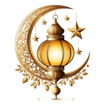 Luna Y Estrella Oro Ramad N Linterna Clipart Ilustraci N Aislada Png