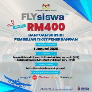 Flysiswa Semakan Subsidi Tiket Penerbangan Pelajar Ipt