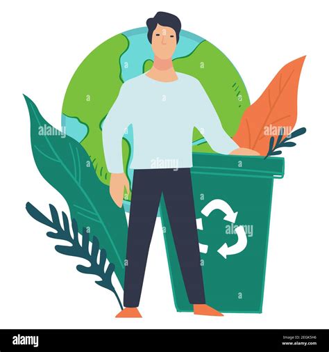 Ecological Awareness Recycling Of Garbage Vector Stock Vector Image