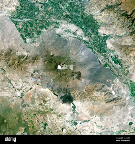 Mount Ararat, satellite image. Satellite image of Mount Ararat (centre ...