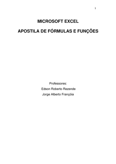 Informatica Apostilas De Formulas E Fun Es Do Excel Microsoft