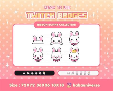 Cute Bunny Twitch Sub Badges Bit Badges Custom Badges Cute Stream