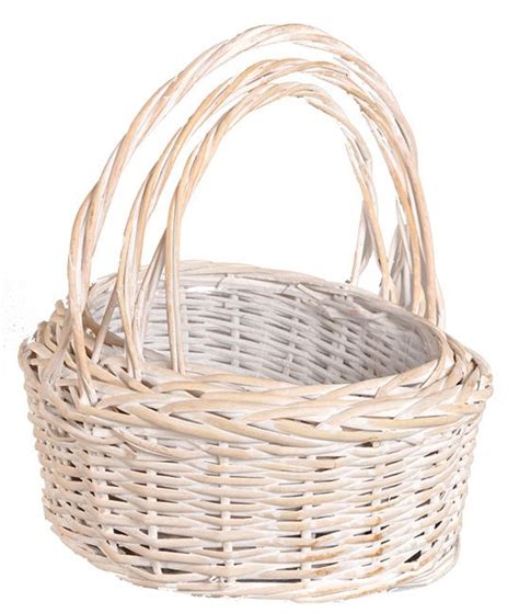 Oval Split Willow Baskets Set Of 3 Whitewash Basket Basket Sets