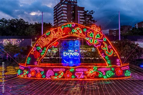 Medellin Antioquia Colombia December Christmas Lights Over