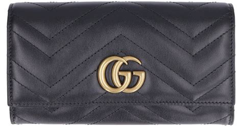 Gucci Gg Marmont Continental Leather Wallet In Gray Lyst