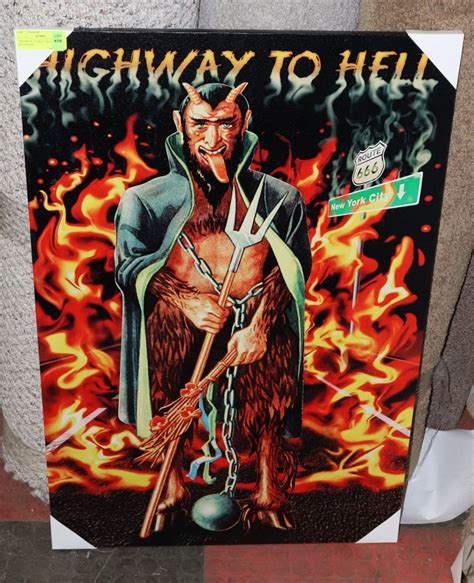 "HIGHWAY TO HELL" ROUTE 666 ART ON CANVAS