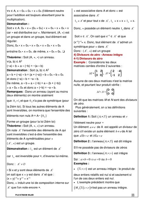 Groupe Anneau Corps Cours Et Exercices Corrig S Alloschool