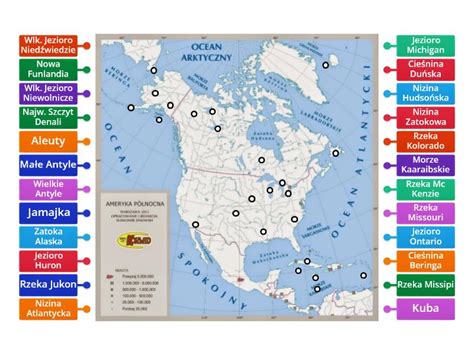 Mapa Ameryki Północnej pt 2 Rysunek z opisami