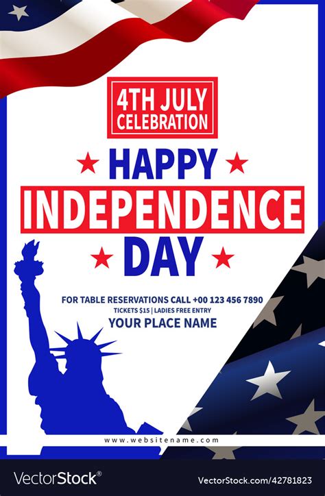 Independence Day Party Flyer Design Royalty Free Vector