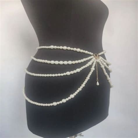 Multilayer Pearl Body Jewelry Tassel Women Belt Retro Body Accessories