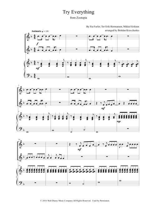 Try Everything Arr Bohdan Kravchenko By Shakira Sheet Music For