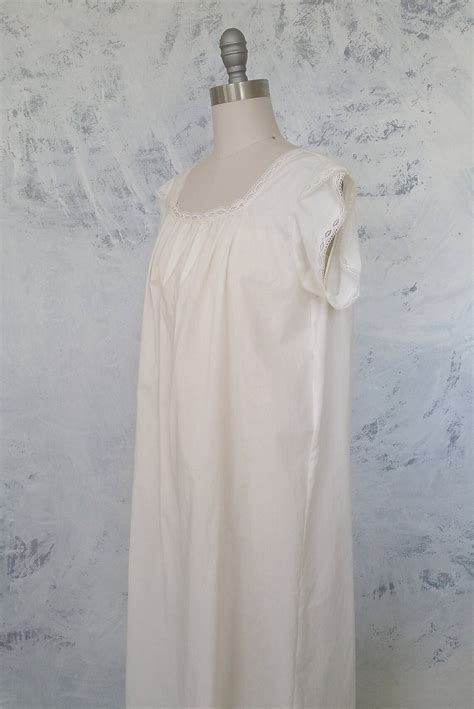 Off White Cotton Chemise M Etsy Uk