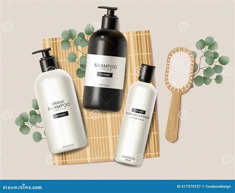 Hair Care Set Cosmetics Vector Realistic Shampoo Oil Butter And