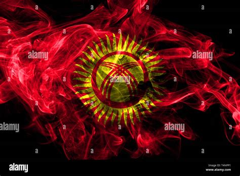 Kyrgyzstan Smoke Flag Isolated On Black Background Stock Photo Alamy