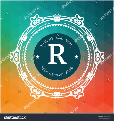 Letter R Colored Triangular Texture Flourishes Stock Vector Royalty