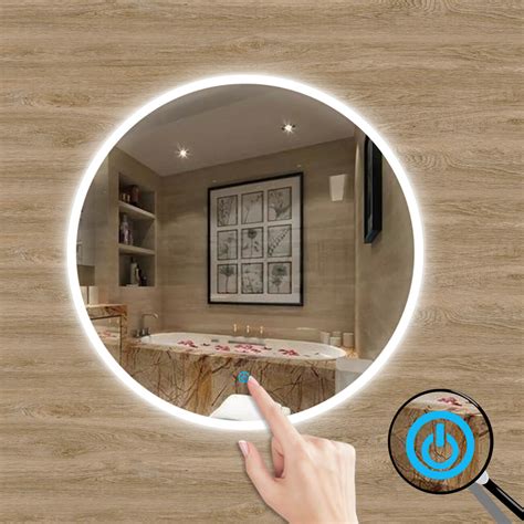 Bathroom Round Large Led Mirrorsdemister Padheatedvertical6000k Led Strips Ebay