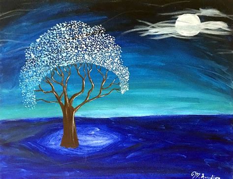 Moon Tree Painting By Michelle Sarafian Fine Art America