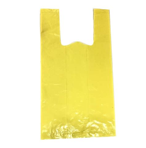 W Cut Yellow Ld Plastic Carry Bag For Grocery Bag Size 17x23 Inch At