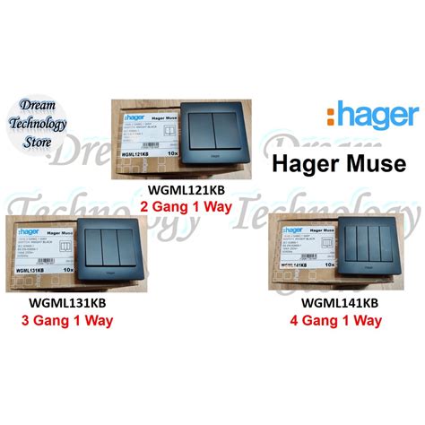 HAGER MUSE KNIGHT BLACK SWITCHES SIRIM WGML111KB WGML121KB