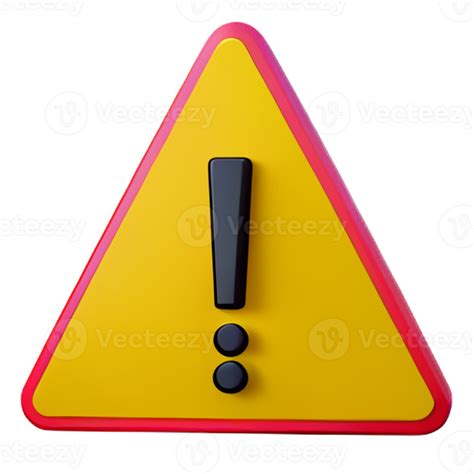 D Exclamation Mark In Triangle Icon Realistic Yellow Triangle Warning