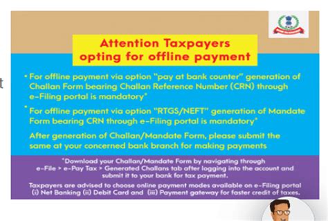 ITR Filing How To Generate CRN Challan Mandate Form When Making Tax