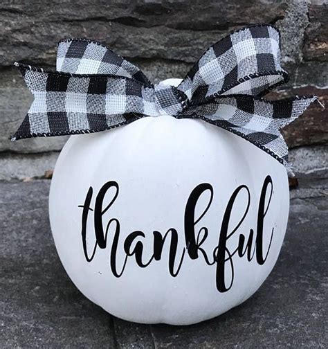 Farmhouse Decor Personalized Pumpkin Thankful Pumpkin Decorated