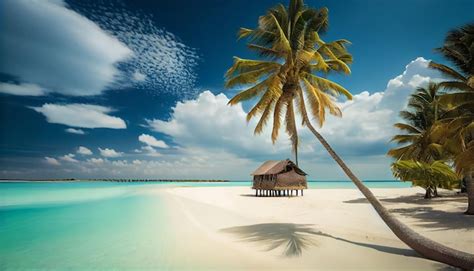 Palmera de coco en una increíble playa de arena blanca perfecta en la