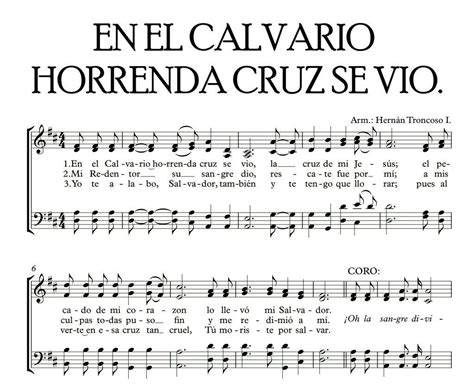 En El Calvario Horrenda Cruz Partitura Coral Coro IEP