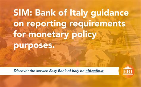 Sim Bank Of Italy Guidance On Reporting Requirements For Monetary