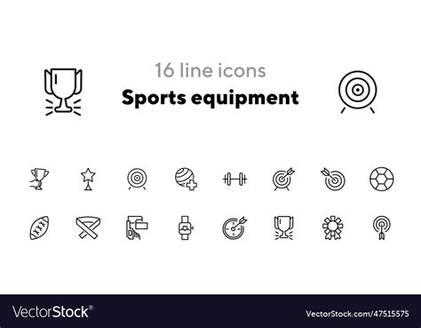 Sports equipment icon set Royalty Free Vector Image